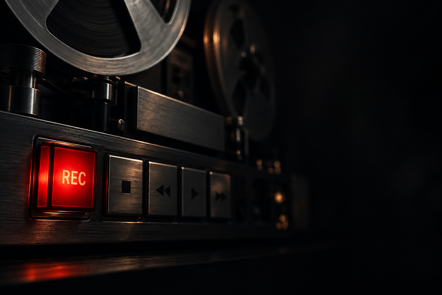 Illuminated REC button on a tape machine