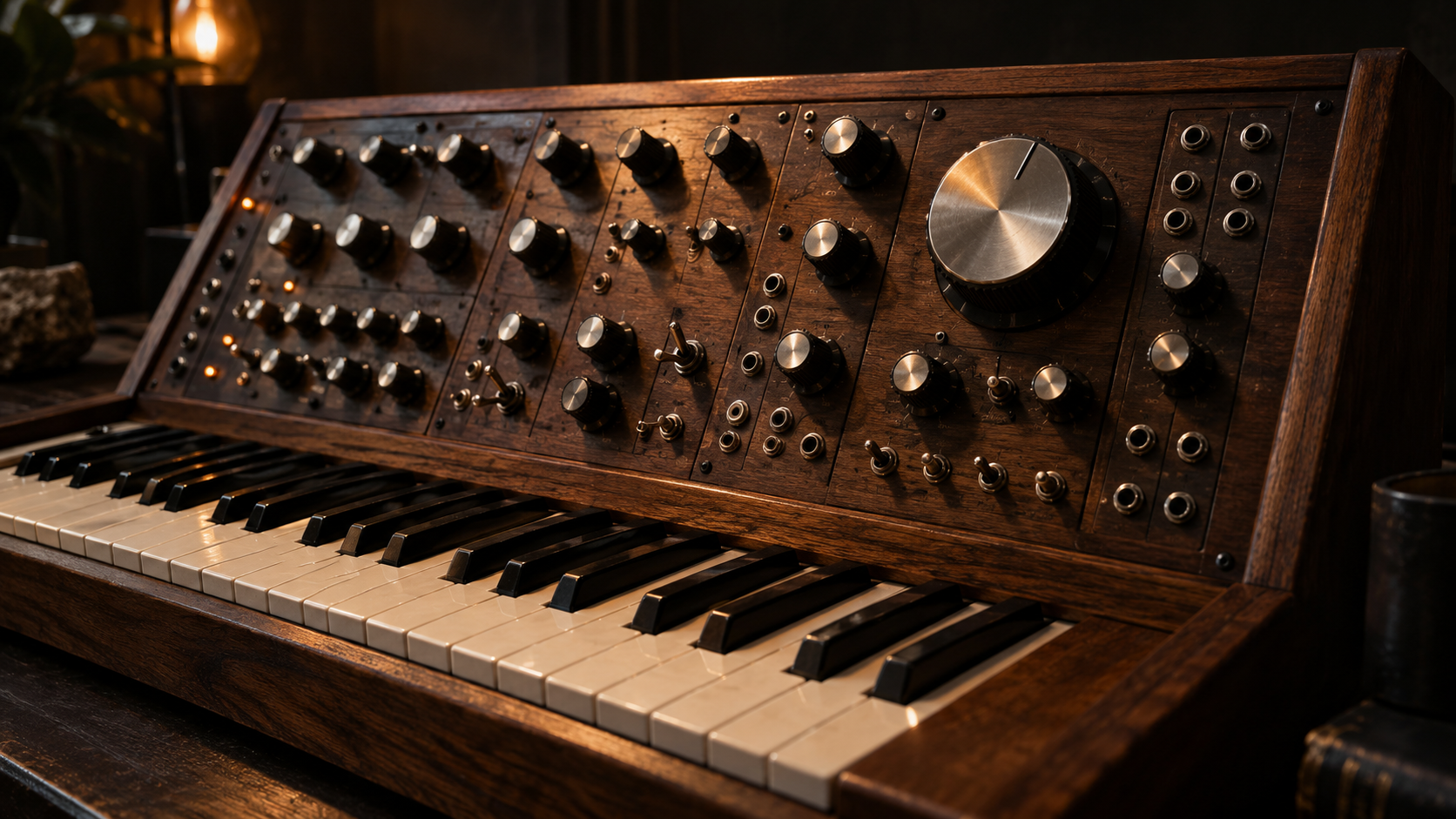 Vintage wooden synthesizer
