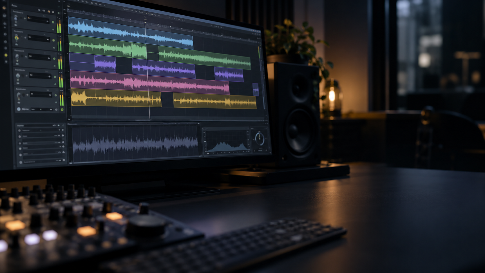 Audio editing timeline in a studio
